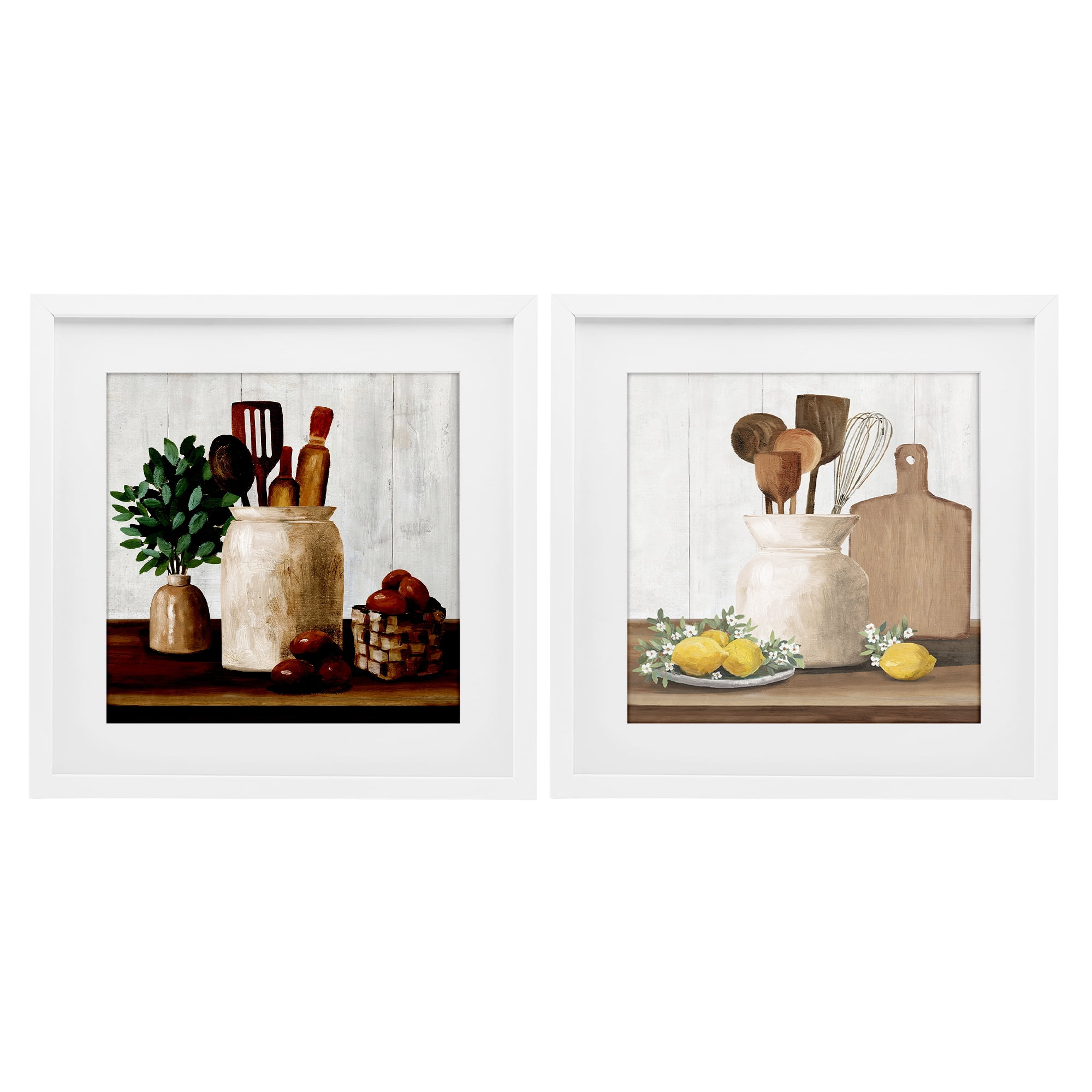 Stupell Industries Country Kitchen Setup 2 Piece White Framed Print Under Glass Set, design by White Ladder