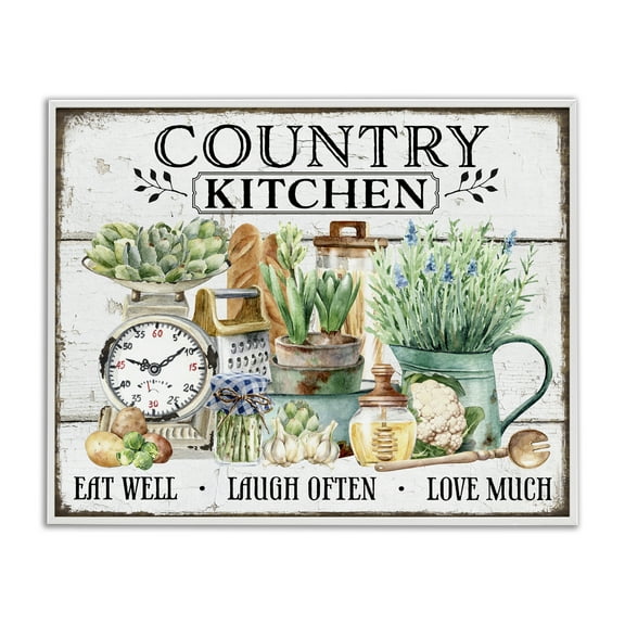 Stupell Industries Country Kitchen Still Life Food & Beverage Painting White Framed Art Print Wall Art, 14 x 11