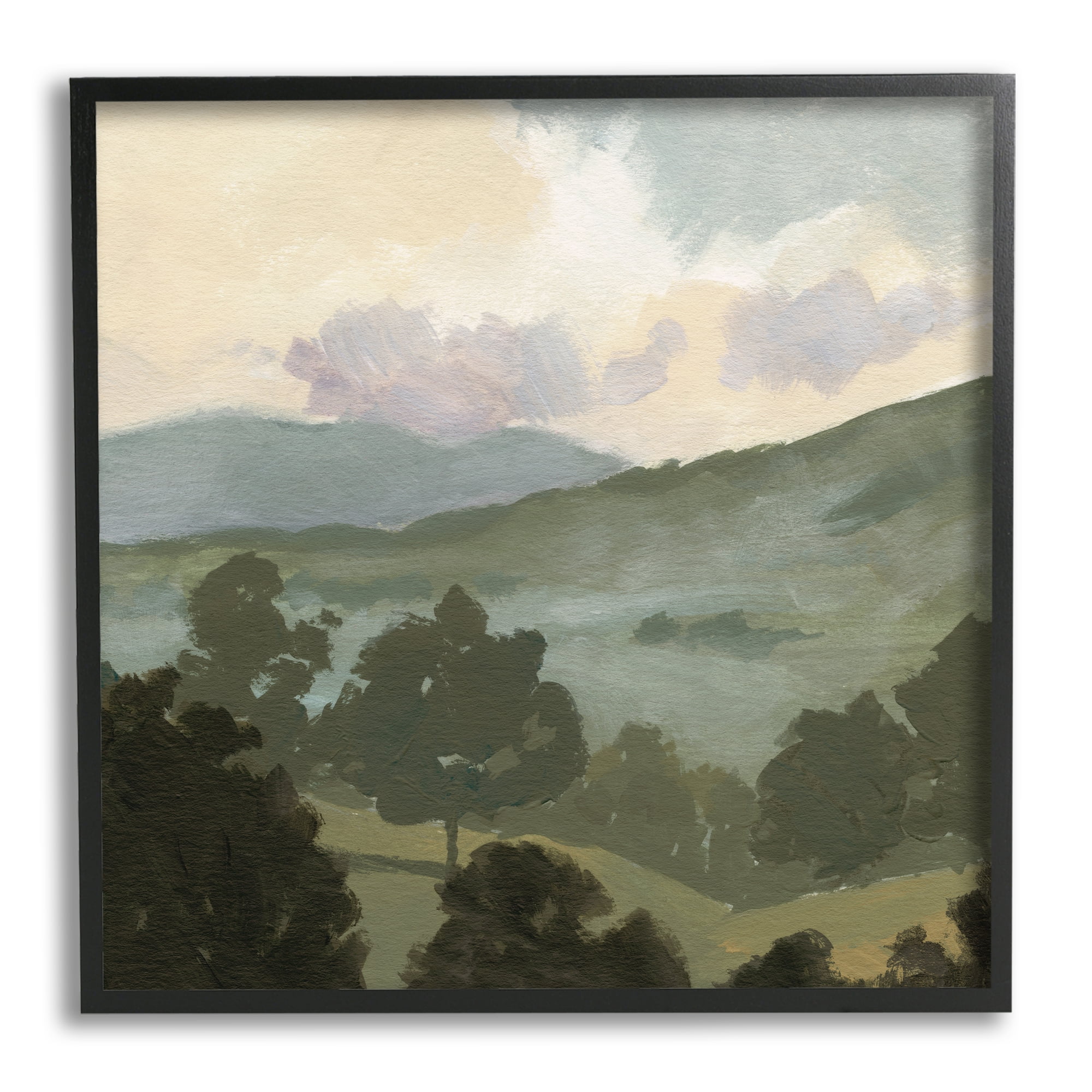 Stupell Industries Country Landscape Sky Nature Painting Black Framed Art Print Wall Art, 12 x 12