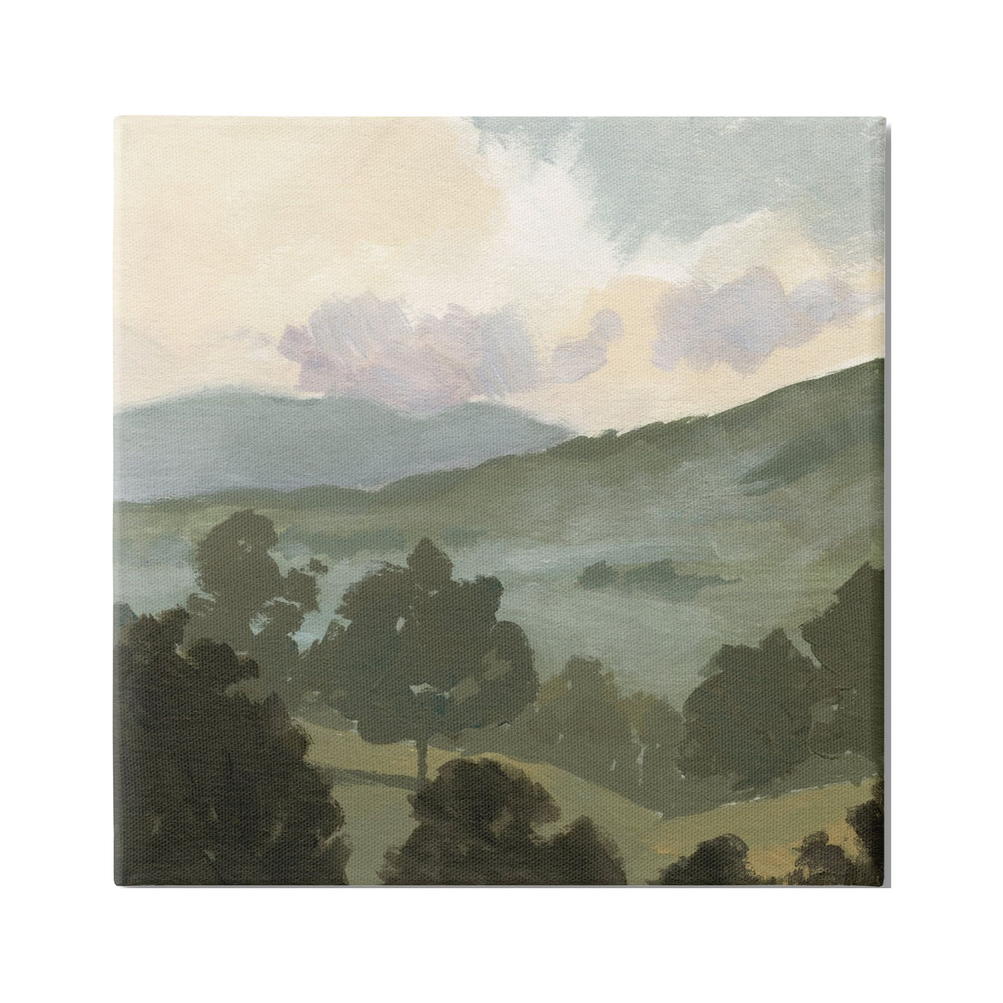 30" x 30" Green and Beige Landscape Canvas Wall Art