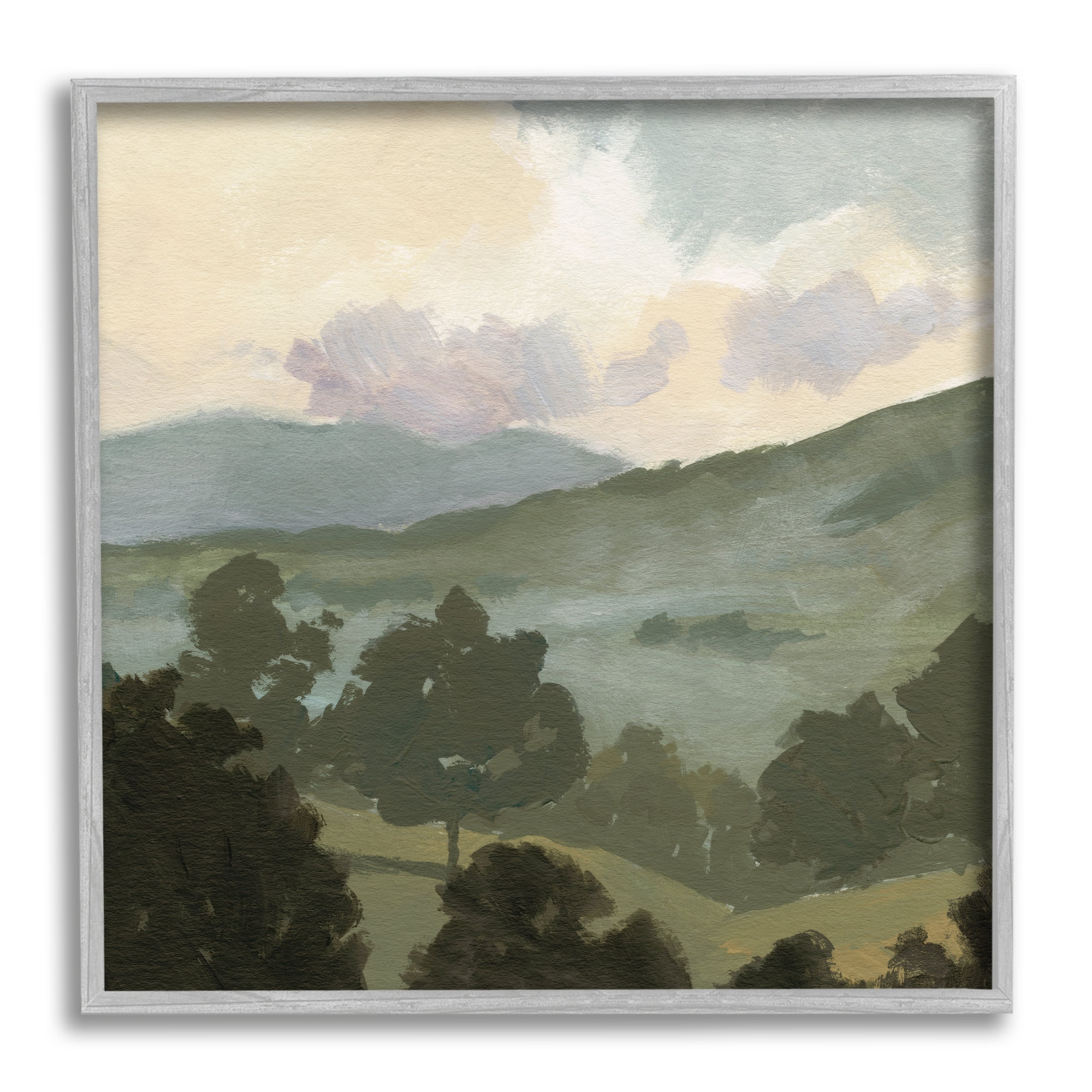 Stupell Industries Country Landscape Sky Nature Painting Gray Framed Art Print Wall Art, 12 x 12