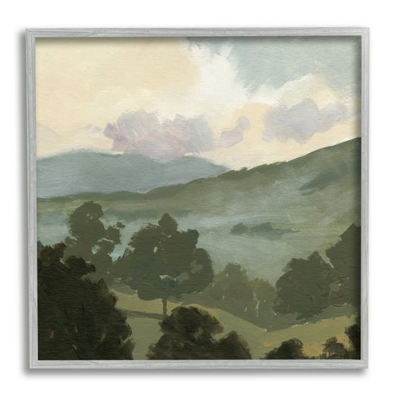 Stupell Industries Country Landscape Sky Nature Painting Gray Framed Art Print Wall Art, 24 x 24