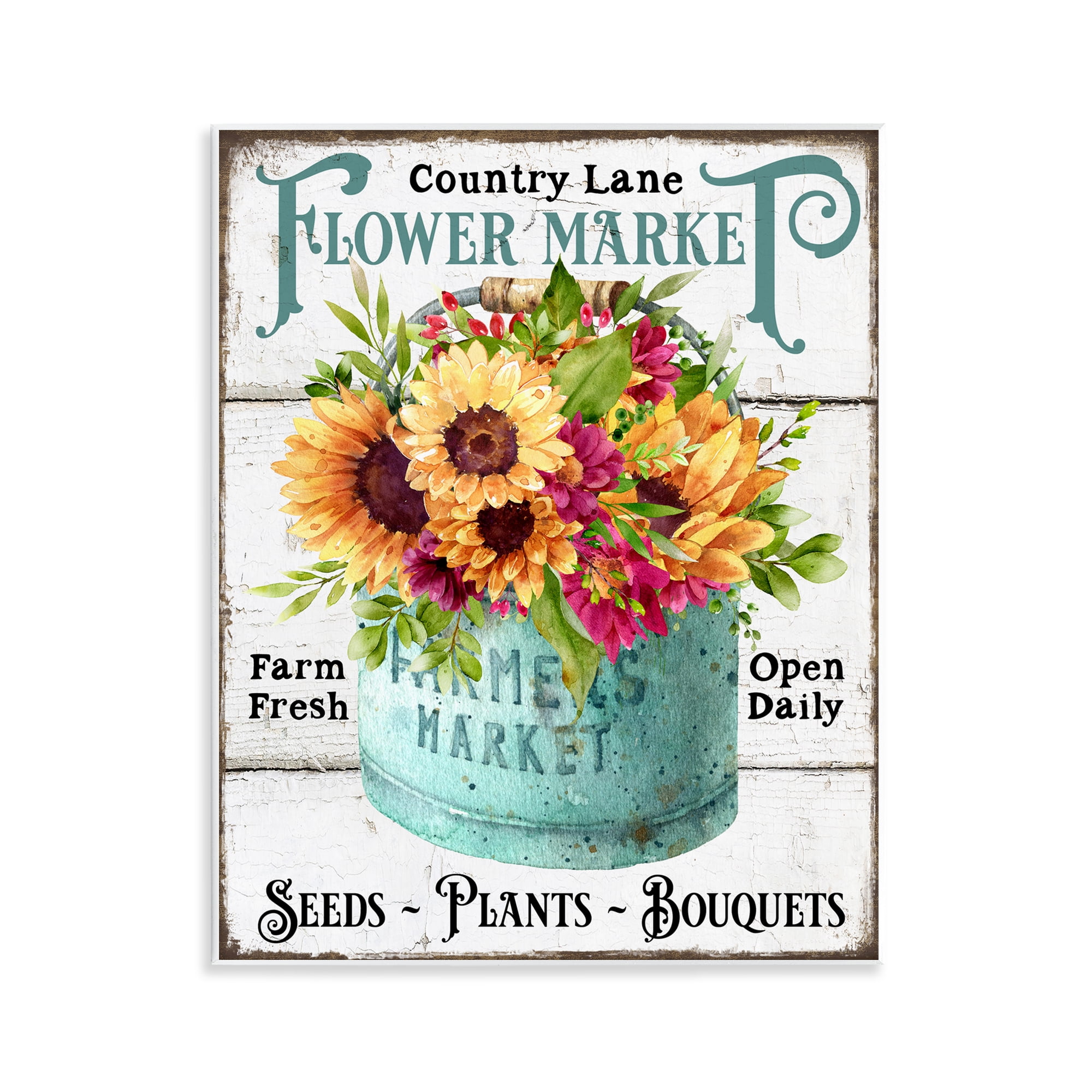 Stupell Industries Country Lane Flower Market Plants & Flowers Painting Unframed Art Print Wall Art, 11 x 14
