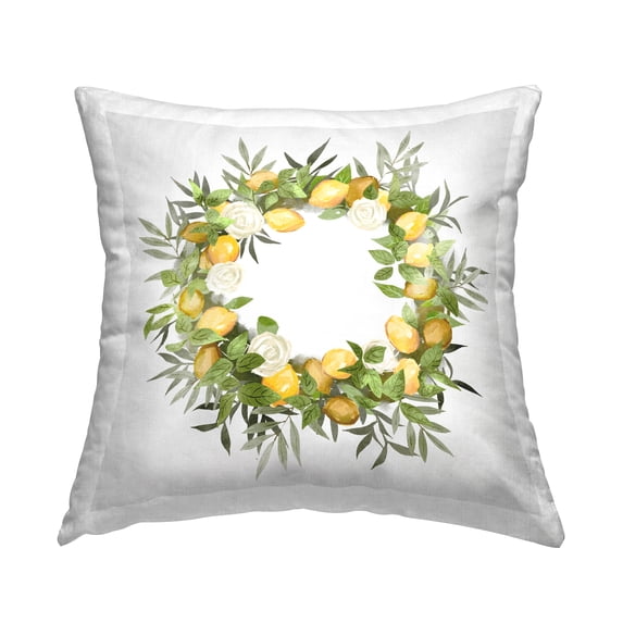 Stupell Industries Country Lemons & Roses Wreath Printed Throw Pillow Design by Ziwei Li