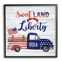 Stupell Industries Country Liberty Phrase Holiday Painting Black Framed Art Print Wall Art, 12 x 12