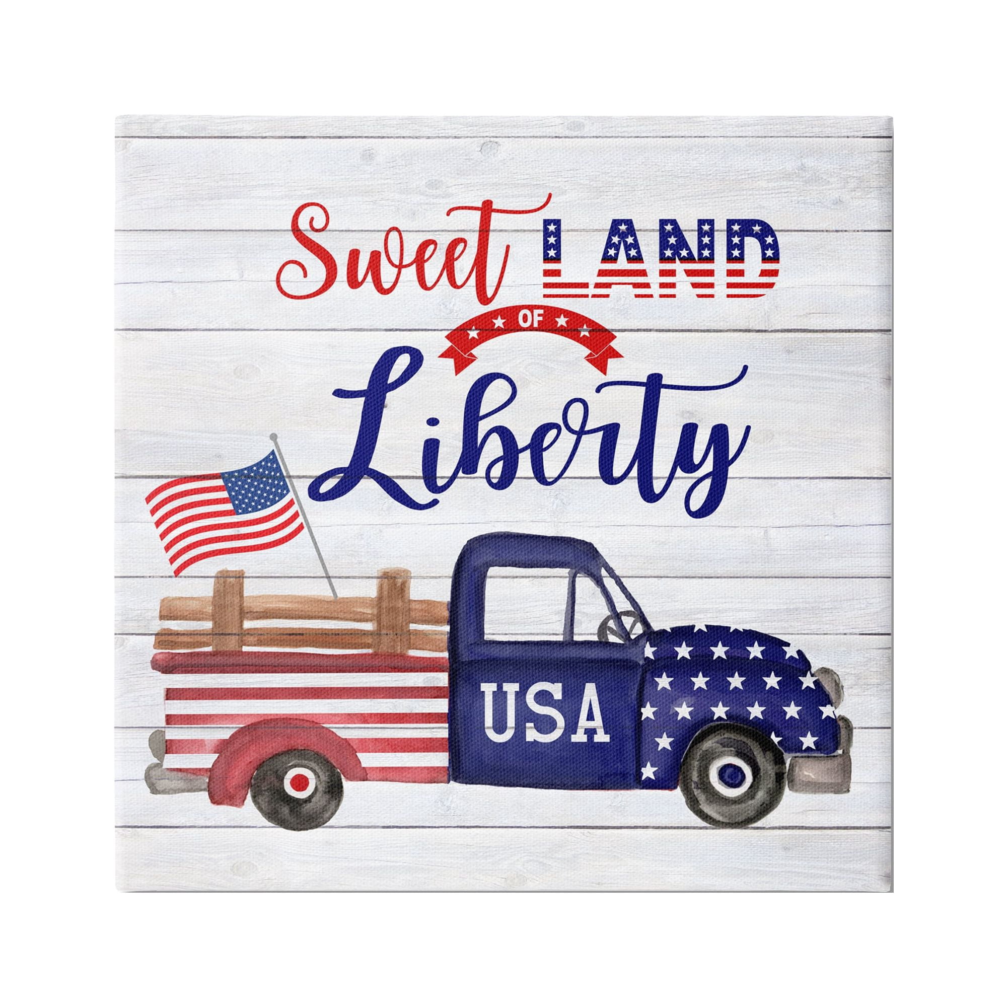 Stupell Industries Country Liberty Phrase Holiday Painting Gallery Wrapped Canvas Print Wall Art, 24 x 24