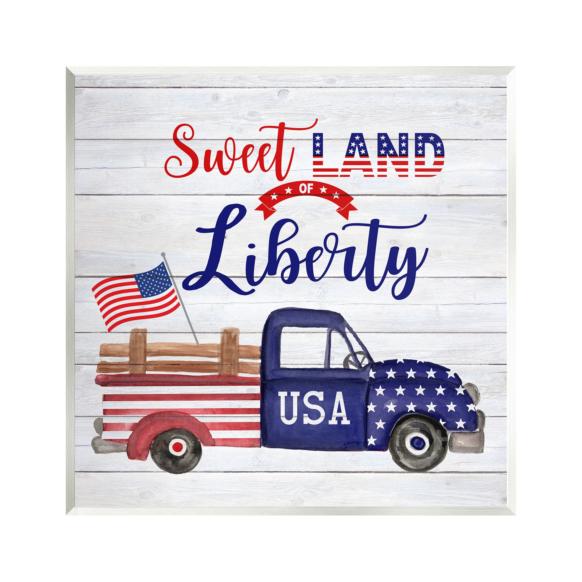 Stupell Industries Country Liberty Phrase Holiday Painting Unframed Art Print Wall Art, 12 x 12