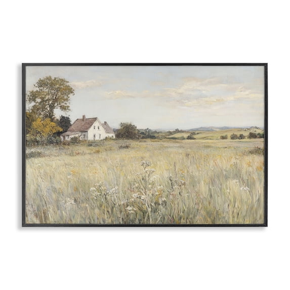 Stupell Industries Traditional Country Living in Golden Meadow Black Framed Giclee Art, 30 x 20, by Petals Prints Design