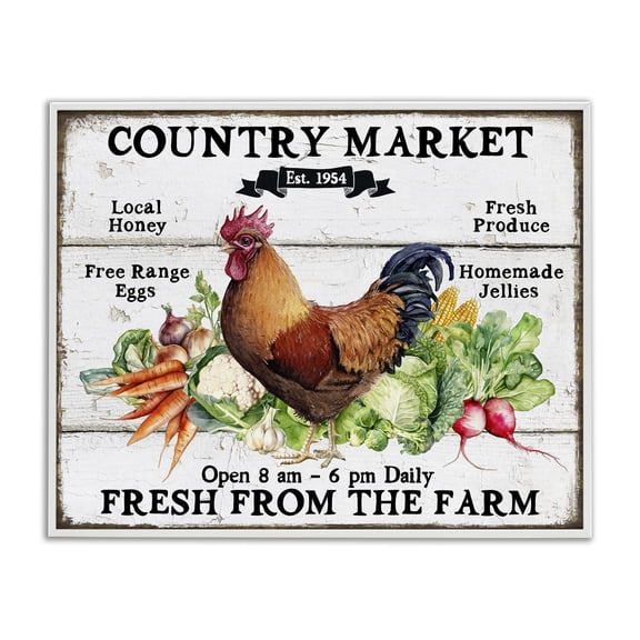 Stupell Industries Country Market Vegetables Food & Beverage Painting White Framed Art Print Wall Art, 30 x 24