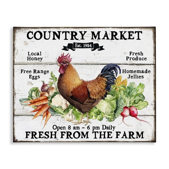 Stupell Industries Country Market Vegetables Food & Beverage Painting Wrapped Canvas Art Print Wall Art, 40 x 30