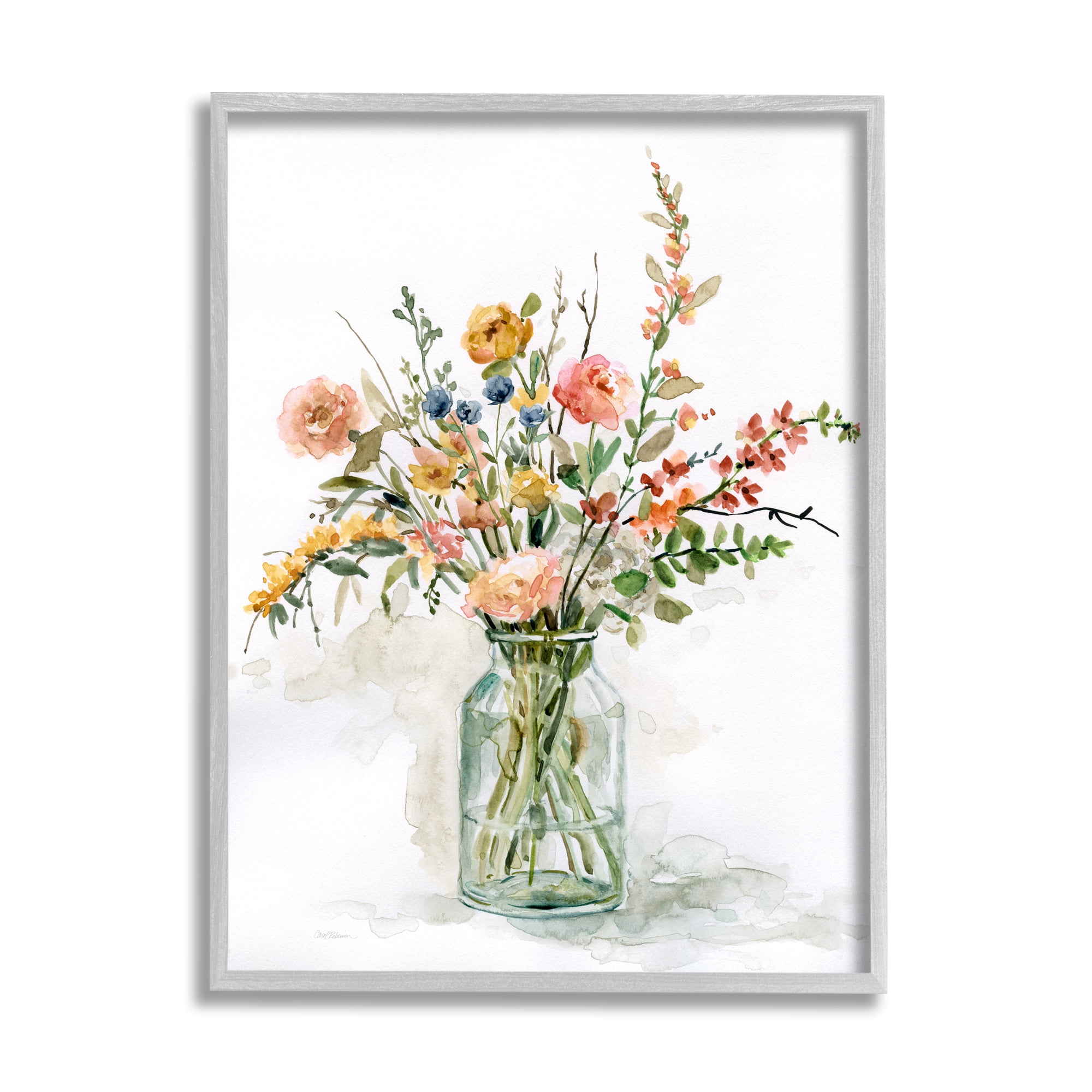 Stupell Industries Country Meadow Roses Floral Bouquet Watercolor Still Life, 11 x 14, Design by Carol Robinson