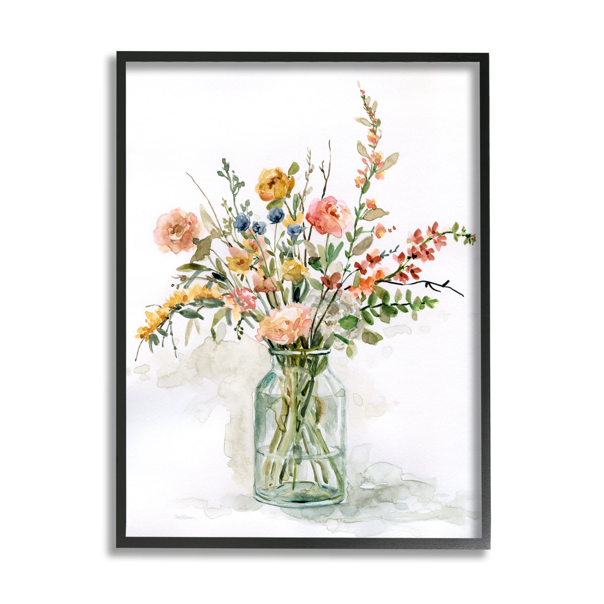 Stupell Industries Country Meadow Roses Floral Bouquet Watercolor Still Life, 24 x 30, Design by Carol Robinson