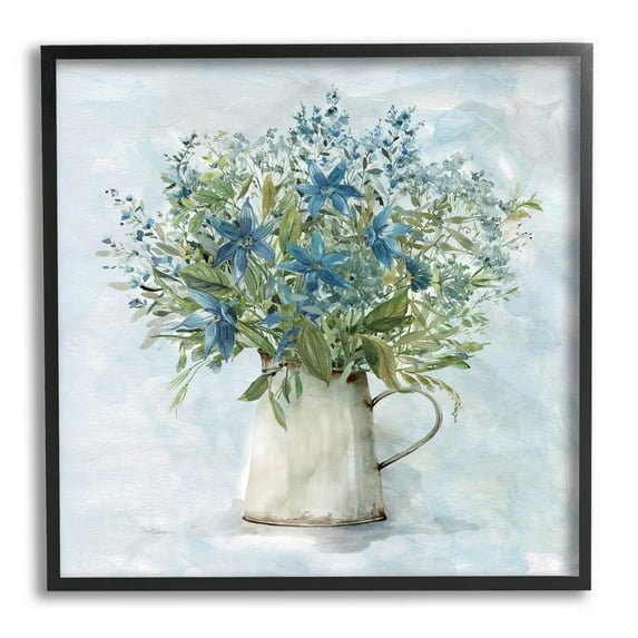 Stupell Industries Country Milk Tin Bouquet Painting Black Framed Art Print Wall Art, Design by Carol Robinson