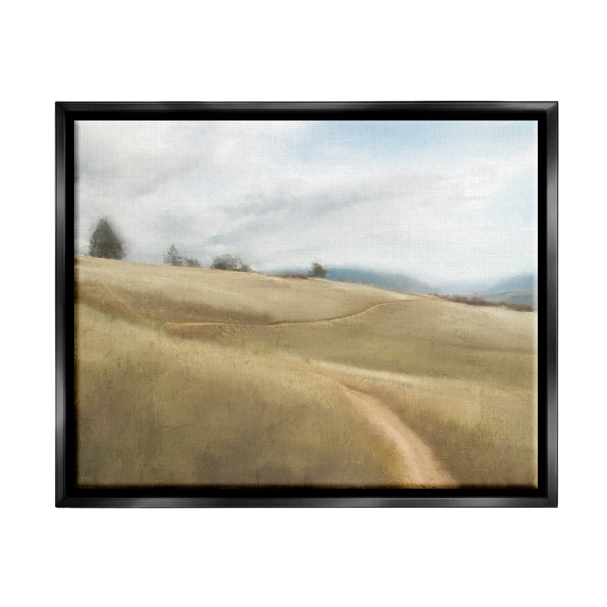 Stupell Industries Country Path Landscape Landscape Painting Black Floater Framed Canvas Art Print Wall Art, 31 x 25