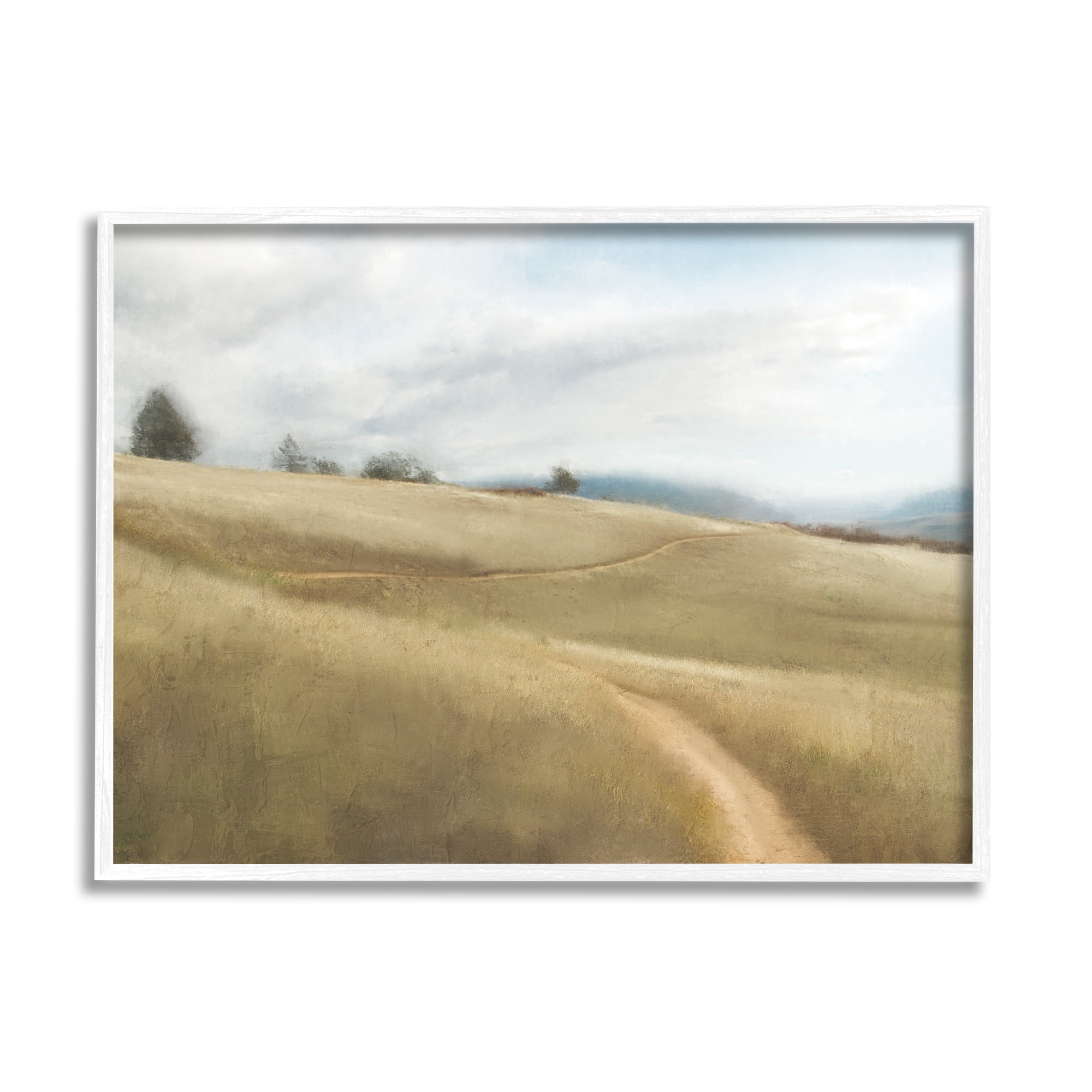 Stupell Industries Country Path Landscape Landscape Painting White Framed Art Print Wall Art, 14 x 11