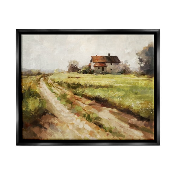 Stupell Industries Country Path to Barn Landscape Painting Black Floater Framed Canvas Art Print Wall Art, 21 x 17