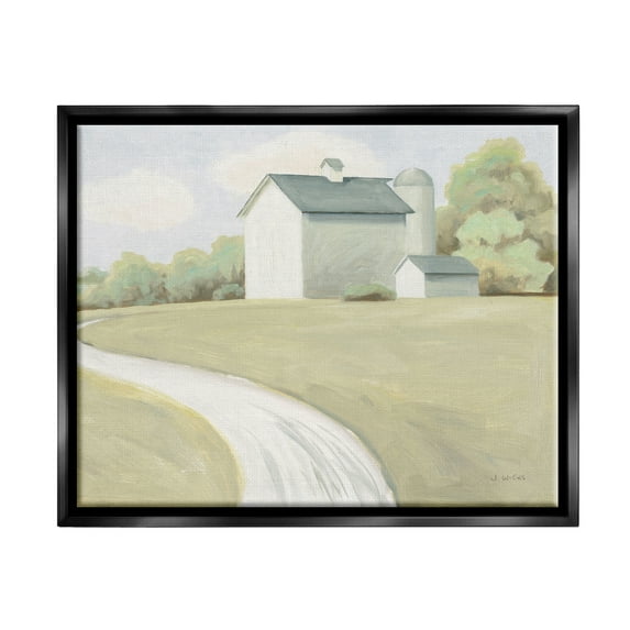 Stupell Industries Country Path to Barn Nature Painting Black Floater Framed Art Print Wall Art, 31 x 25