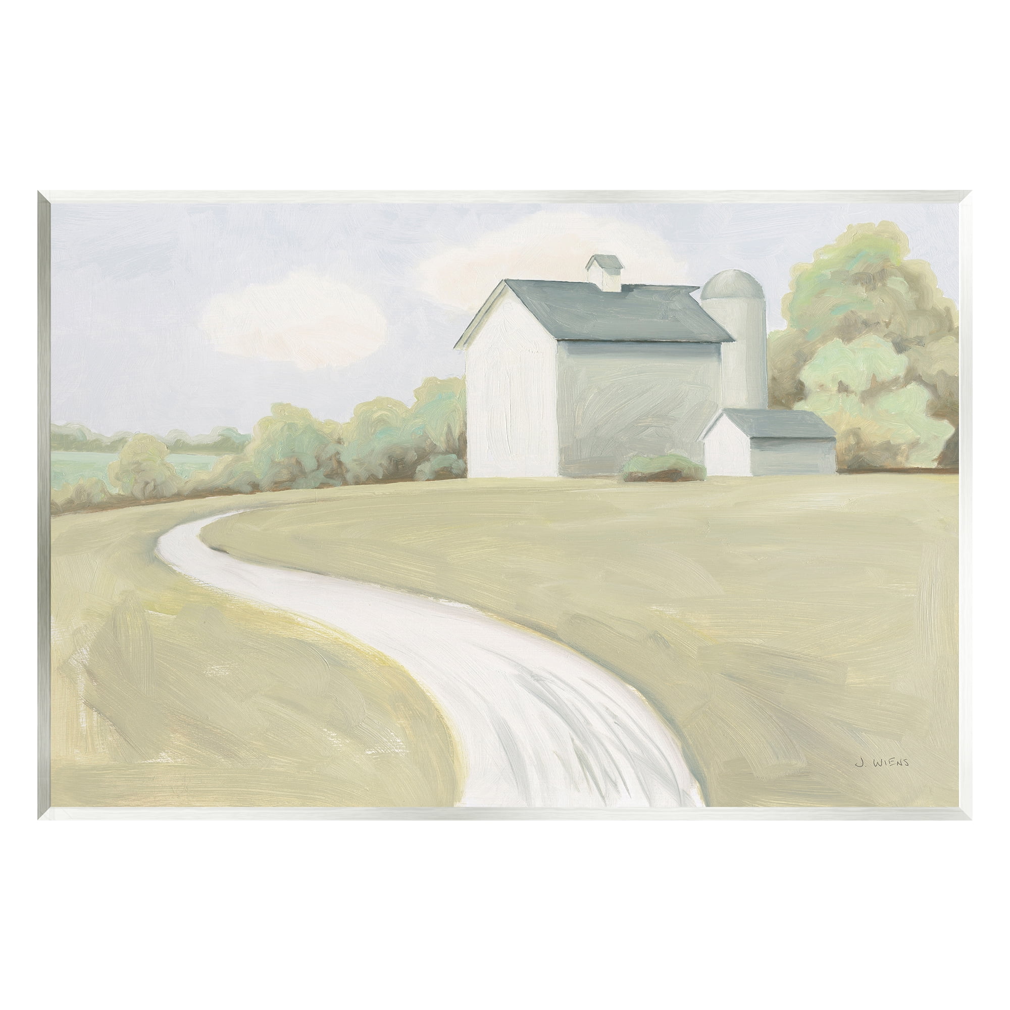 Stupell Industries Country Path to Barn Nature Painting Unframed Art Print Wall Art, 19 x 13