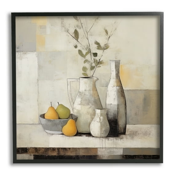 Stupell Industries Country Pear Still Life Botanical & Floral Painting Black Framed Art Print Wall Art, 17 x 17