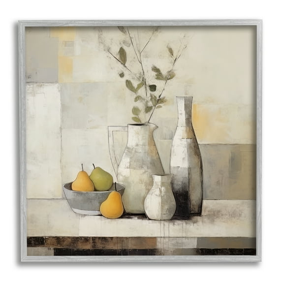 Stupell Industries Country Pear Still Life Botanical & Floral Painting Gray Framed Art Print Wall Art, 24 x 24