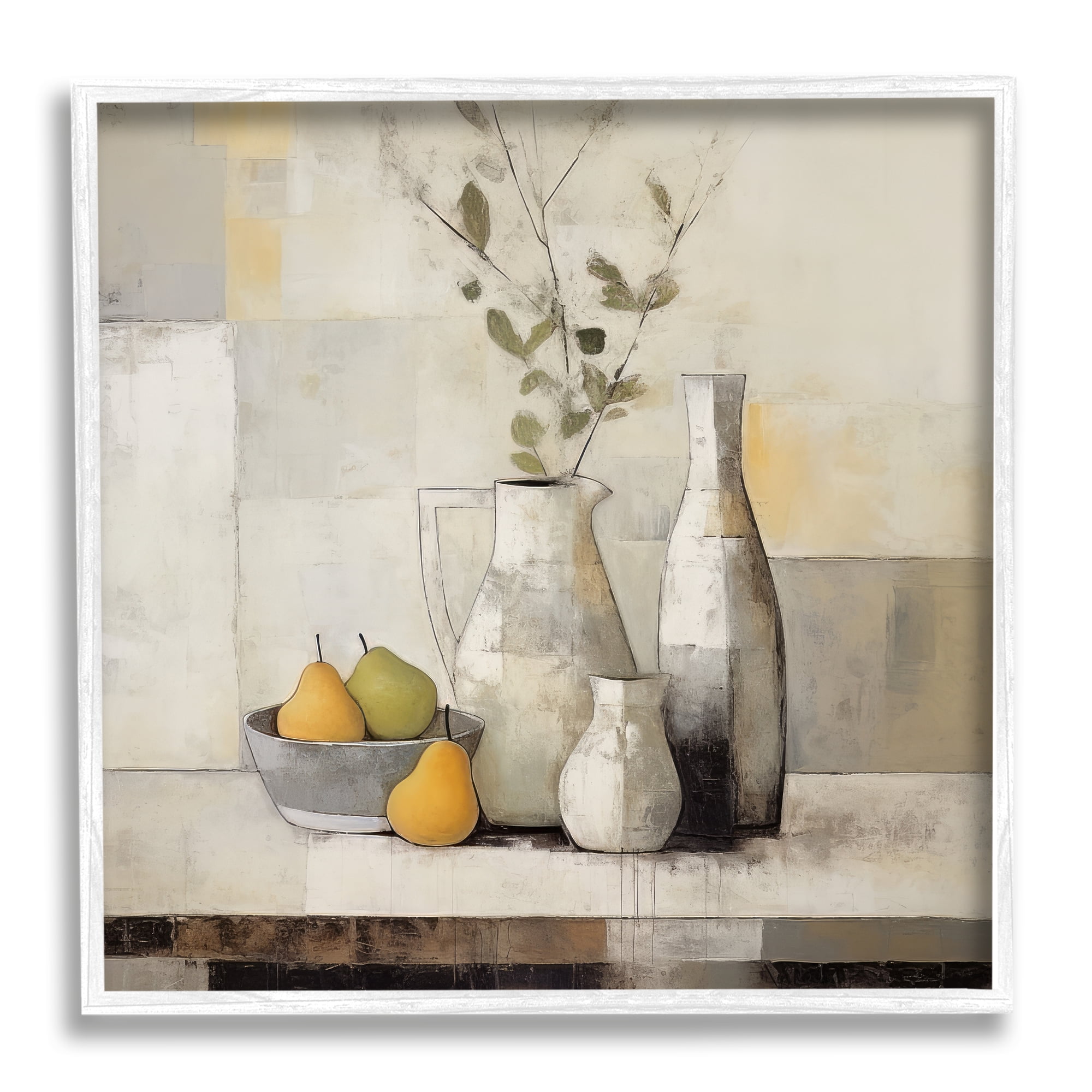 Stupell Industries Country Pear Still Life Botanical & Floral Painting White Framed Art Print Wall Art, 17 x 17