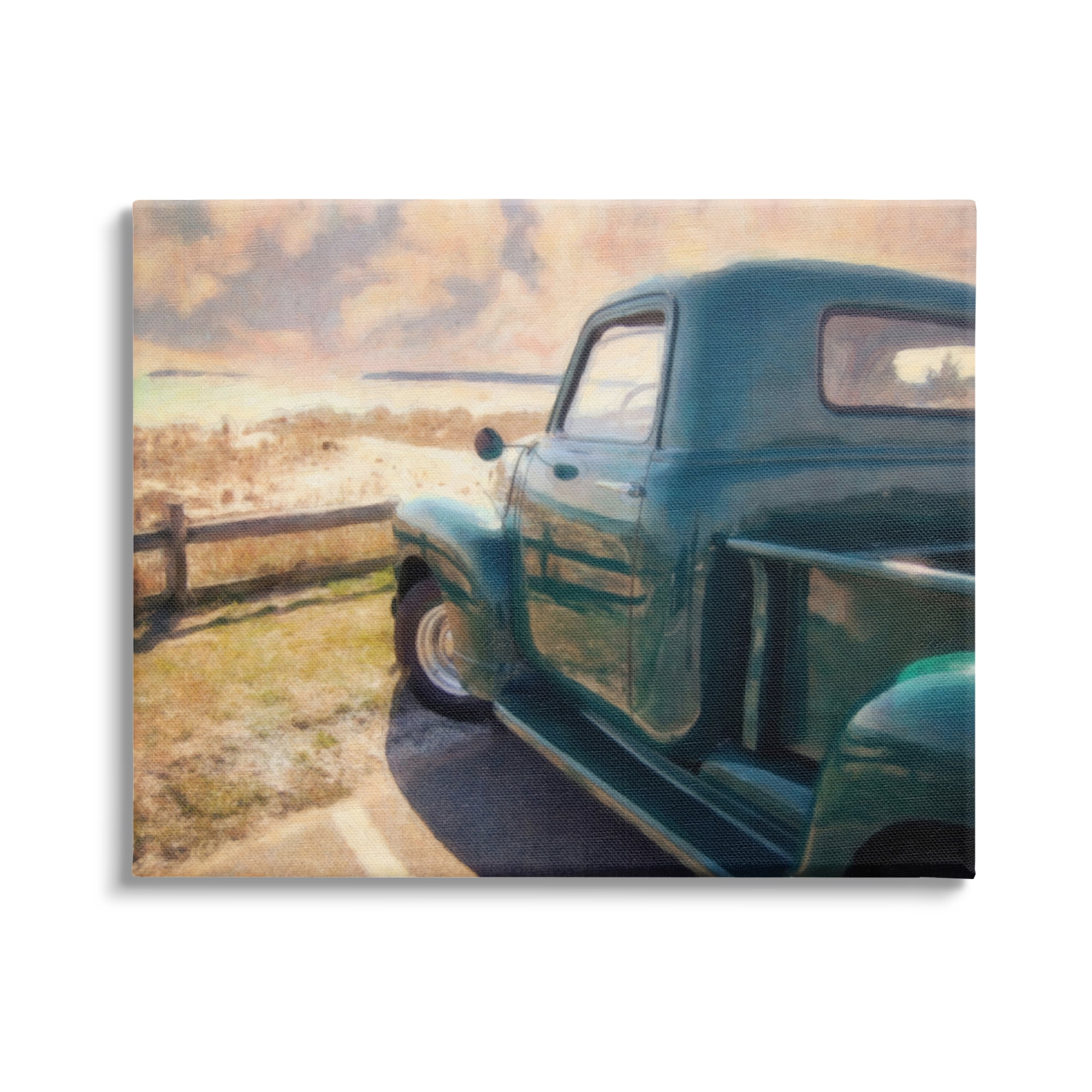 Stupell Industries Country Pickup Landscape Transportation Painting Gallery Wrapped Canvas Art Print Wall Art, 20 x 16