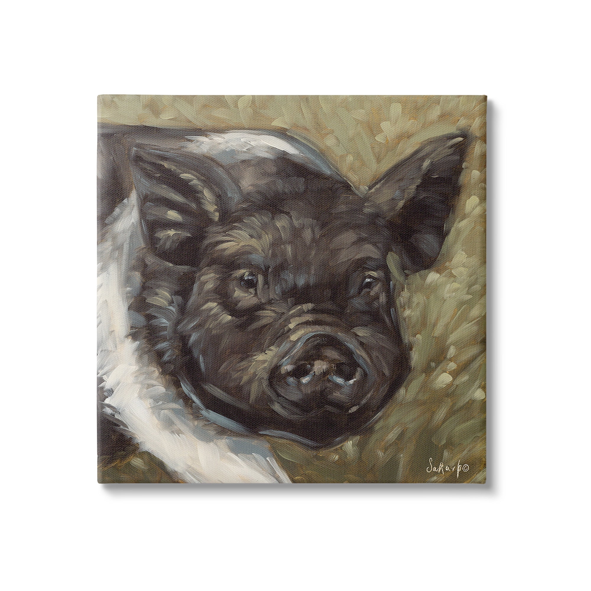 Stupell Industries Country Pig Painting Animals & Insects Painting Gallery Wrapped Canvas Art Print Wall Art, 24 x 24