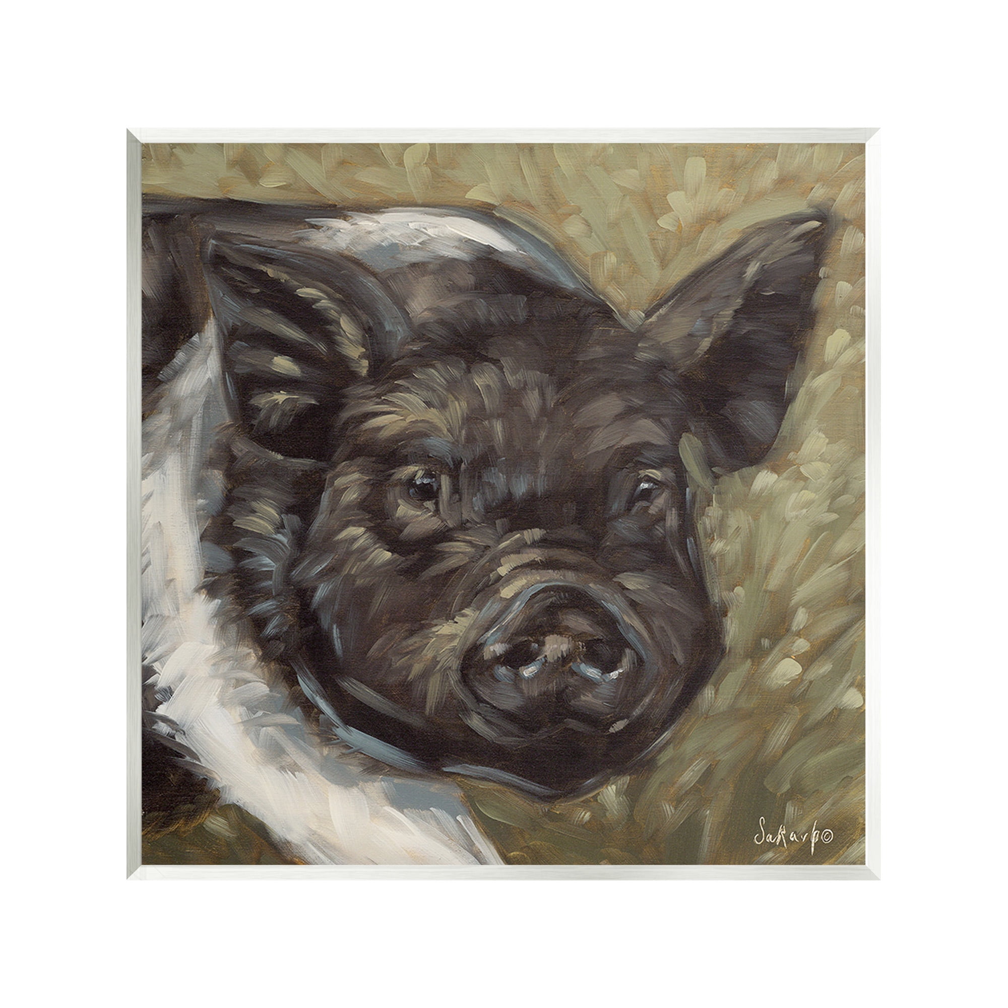 Stupell Industries Country Pig Painting Animals & Insects Painting Unframed Art Print Wall Art, 12 x 12