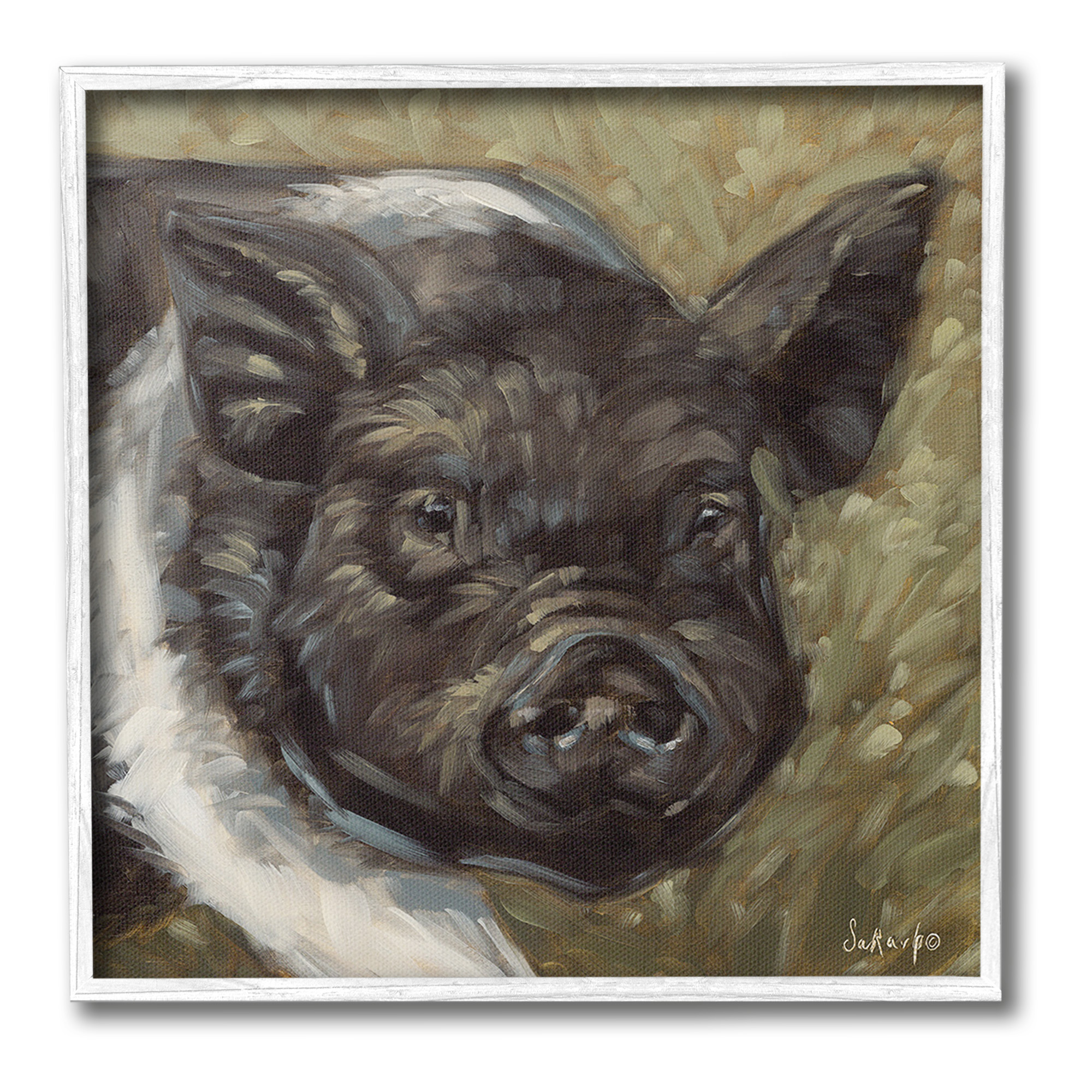 Stupell Industries Country Pig Painting Animals & Insects Painting White Framed Art Print Wall Art, 24 x 24