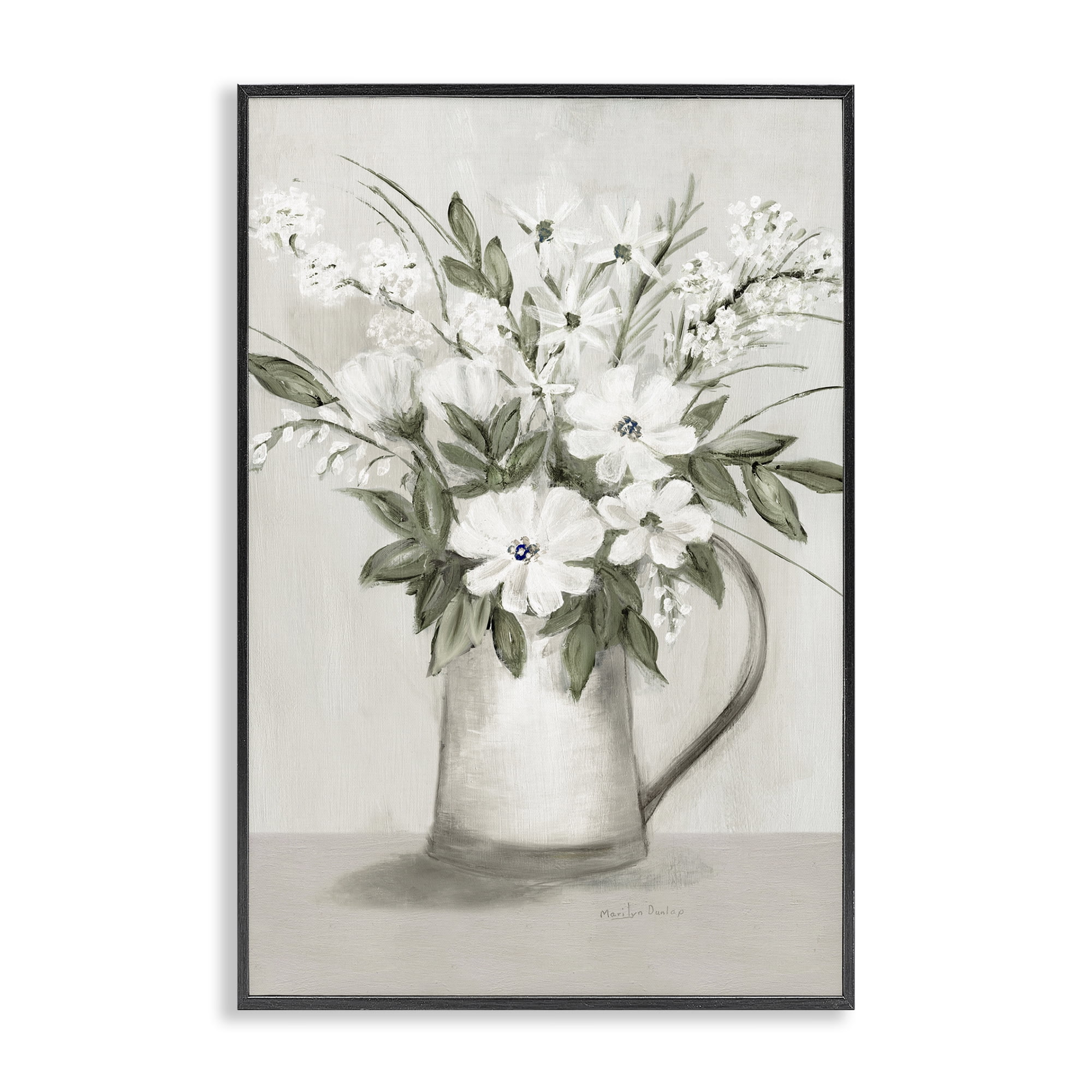 Stupell Industries Country Pitcher Bouquet Plants & Flowers Painting Black Framed Art Print Wall Art, 16 x 24