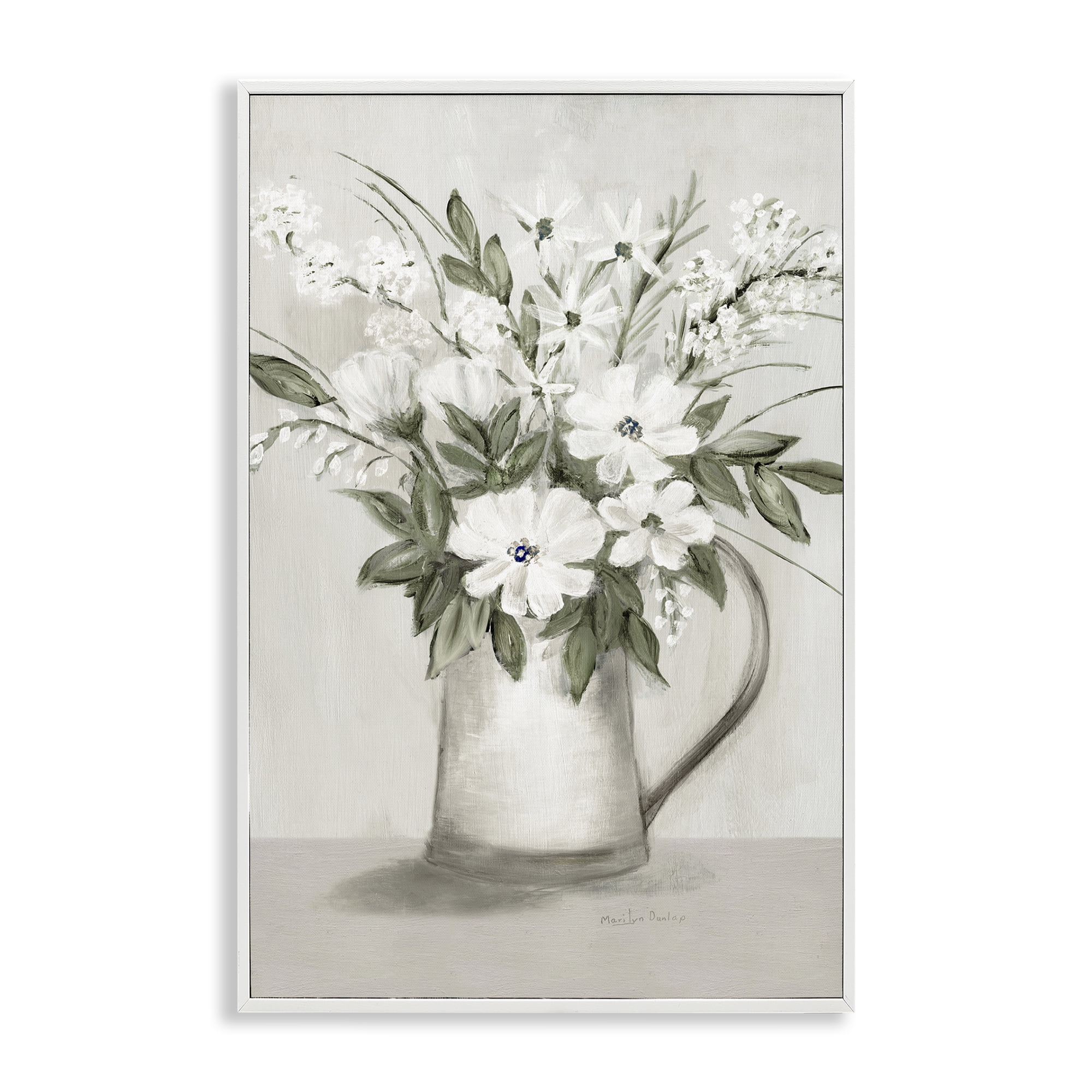 Stupell Industries Country Pitcher Bouquet Plants & Flowers Painting White Framed Art Print Wall Art, 12 x 18