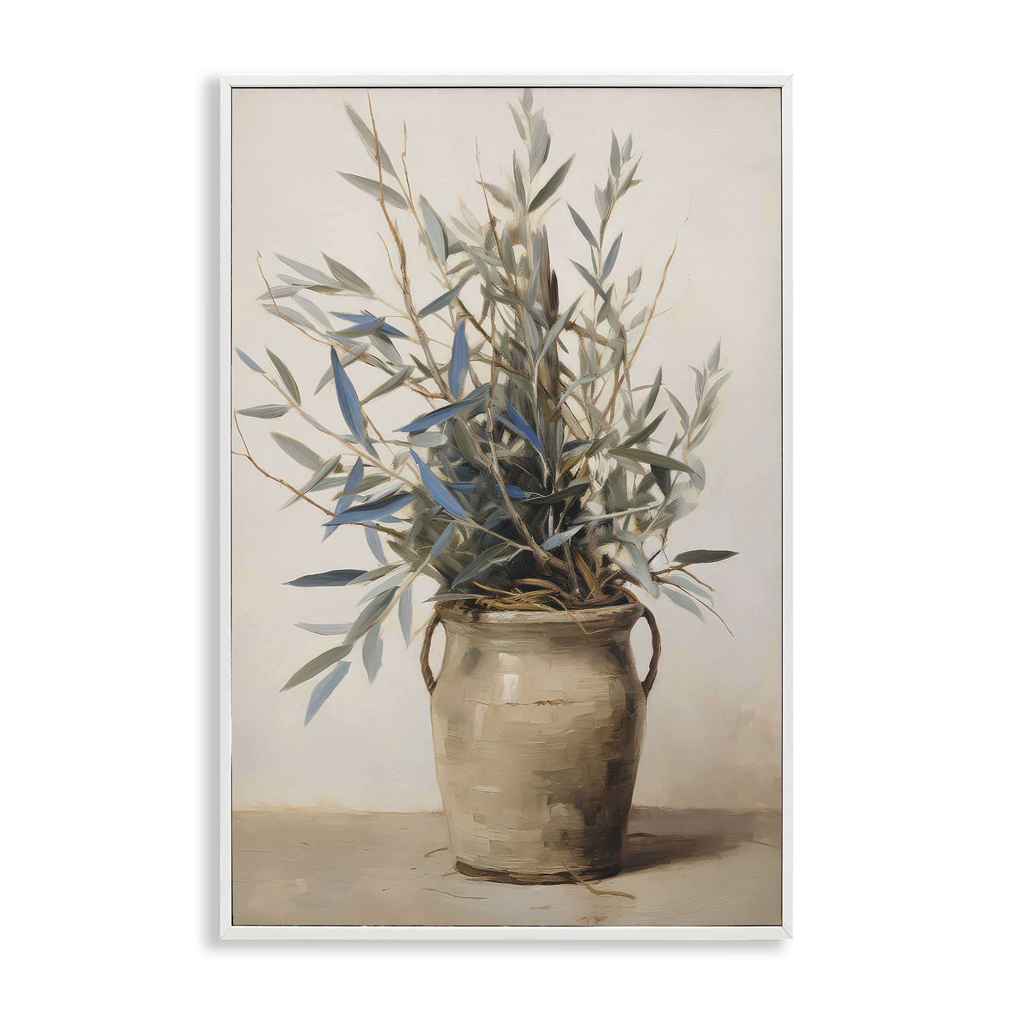Stupell Industries Country Pottery Plant Plants & Flowers Painting White Framed Art Print Wall Art, 20 x 30