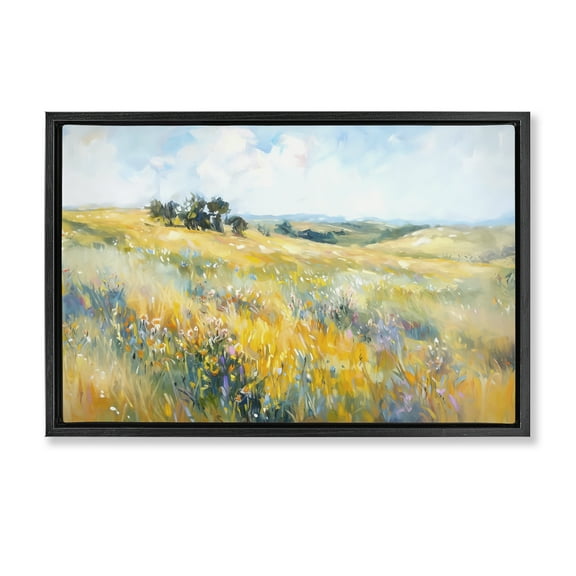 Stupell Industries Country Prairie Scene Landscape & Nature Painting Black Floater Framed Canvas Art Print Wall Art, 25 x 17