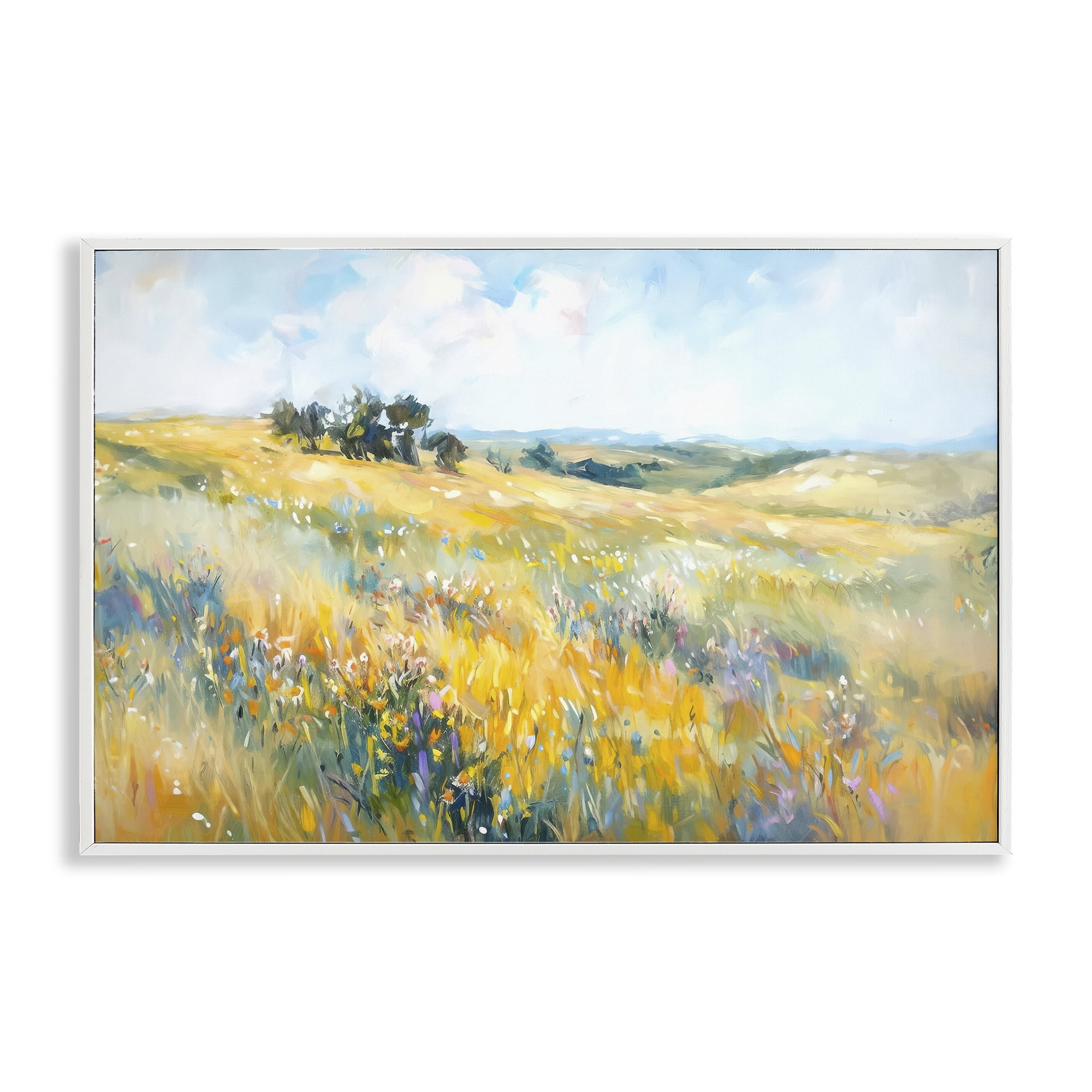 Stupell Industries Country Prairie Scene Landscape & Nature Painting White Framed Art Print Wall Art, 30 x 20