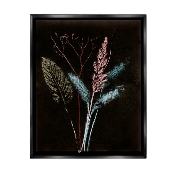 Stupell Industries Country Reeds Impressions Botanical & Floral Painting Black Floater Framed Canvas Art Print Wall Art, 17 x 21