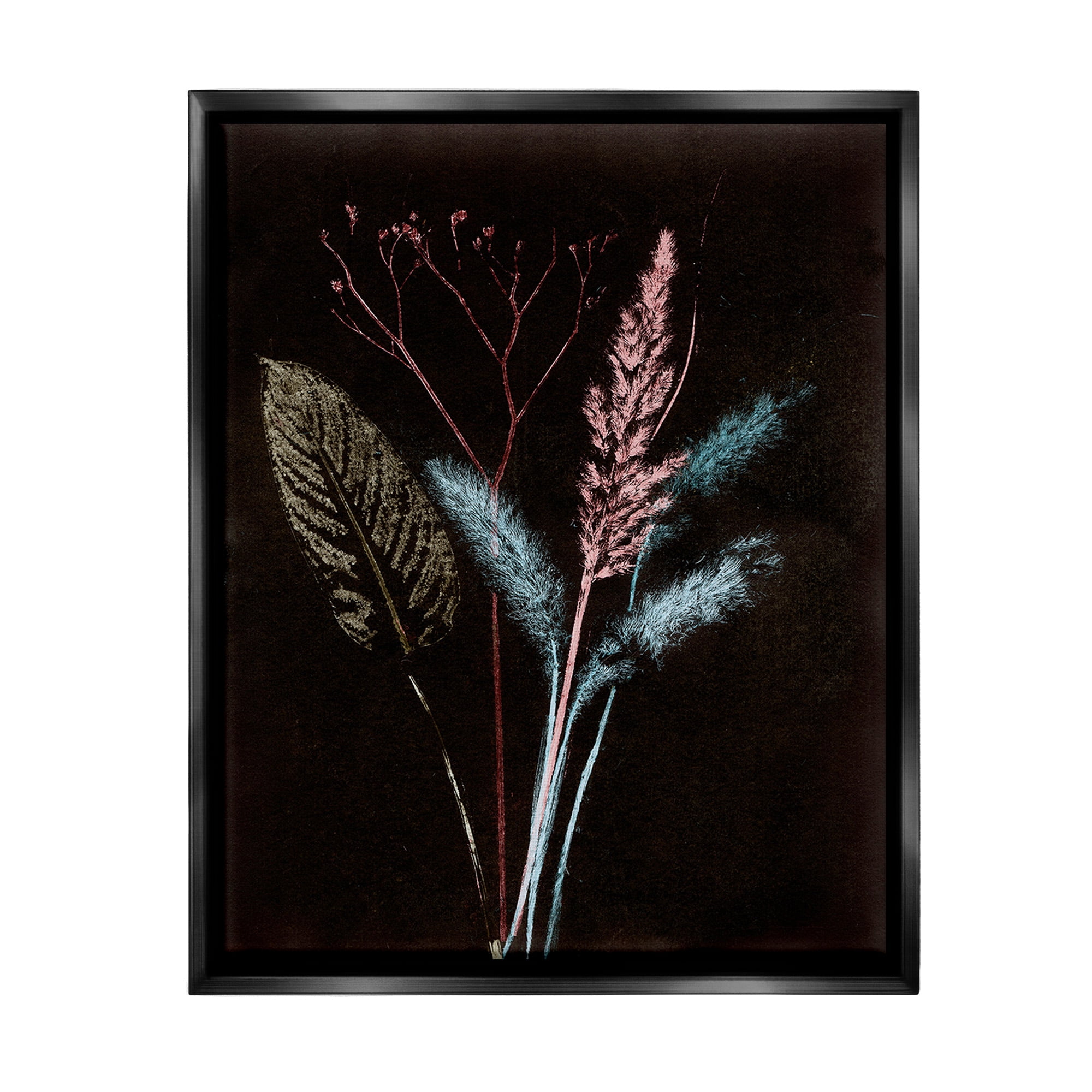 Stupell Industries Country Reeds Impressions Botanical & Floral Painting Black Floater Framed Canvas Art Print Wall Art, 25 x 31