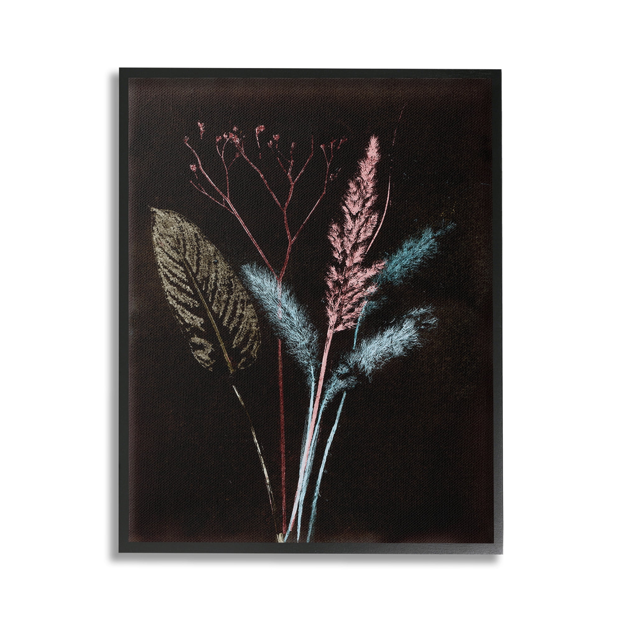 Stupell Industries Country Reeds Impressions Botanical & Floral Painting Black Framed Art Print Wall Art, 24 x 30