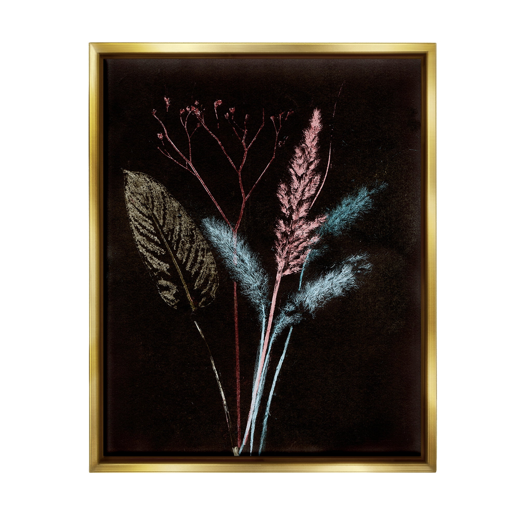 Stupell Industries Country Reeds Impressions Botanical & Floral Painting Gold Floater Framed Canvas Art Print Wall Art, 25 x 31