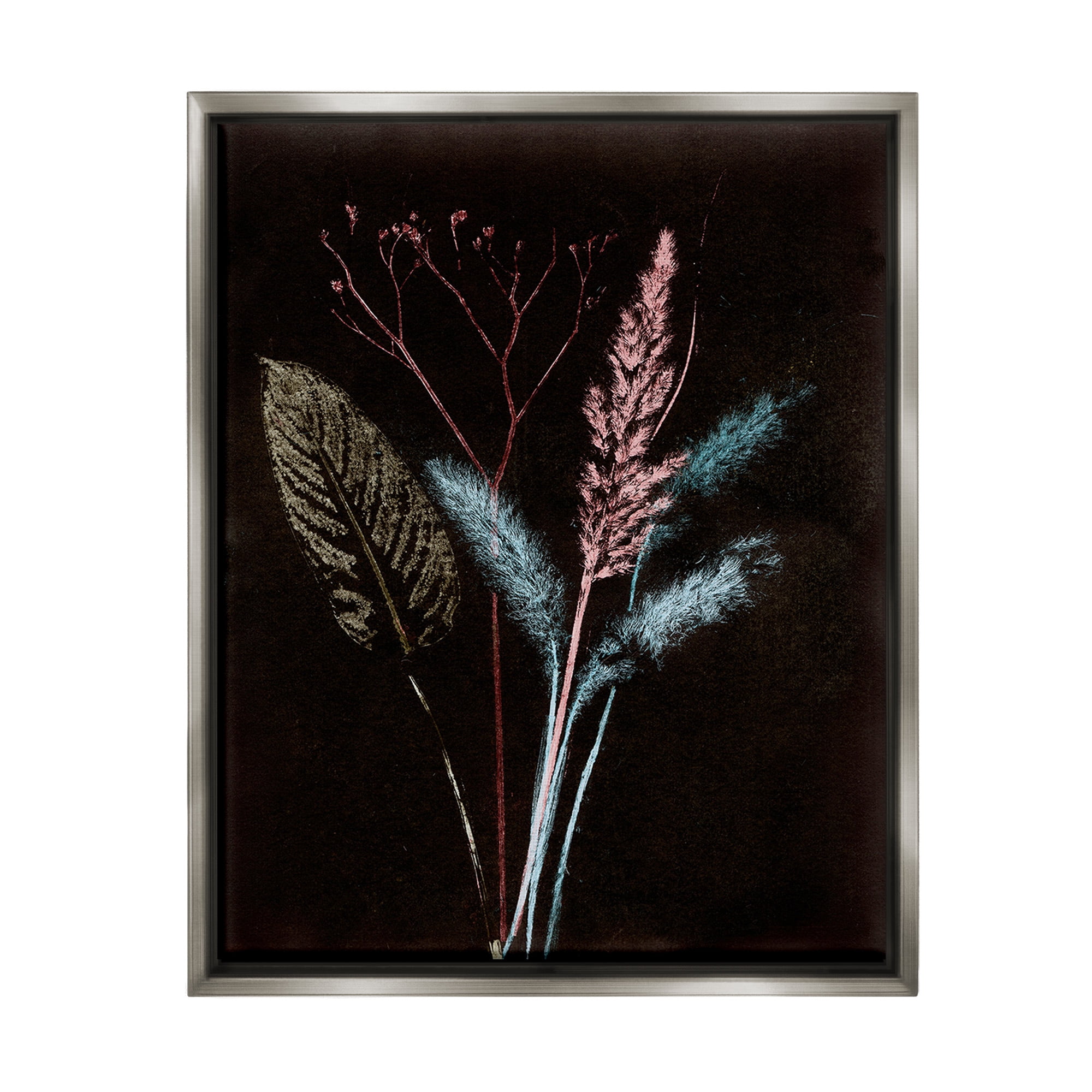 Stupell Industries Country Reeds Impressions Botanical & Floral Painting Gray Floater Framed Canvas Art Print Wall Art, 25 x 31
