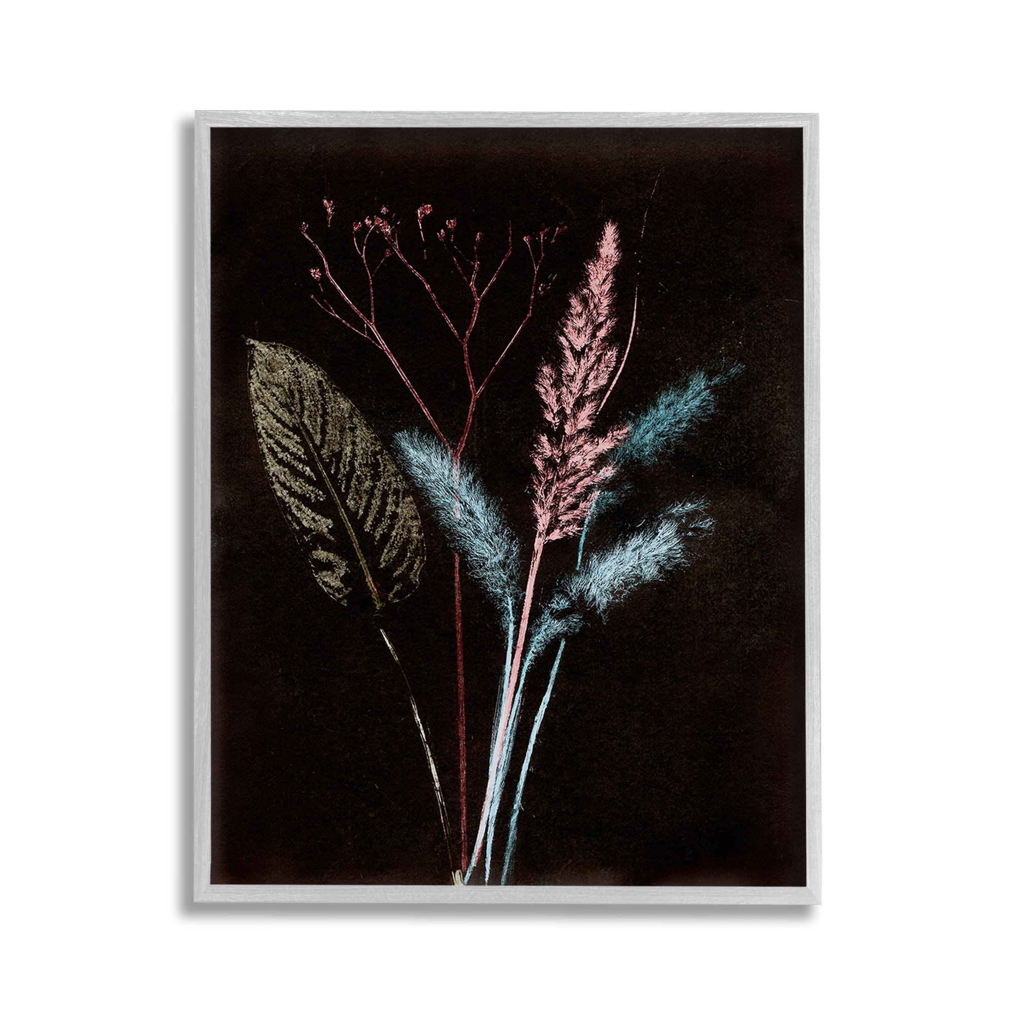 Stupell Industries Country Reeds Impressions Botanical & Floral Painting Gray Framed Art Print Wall Art, 11 x 14