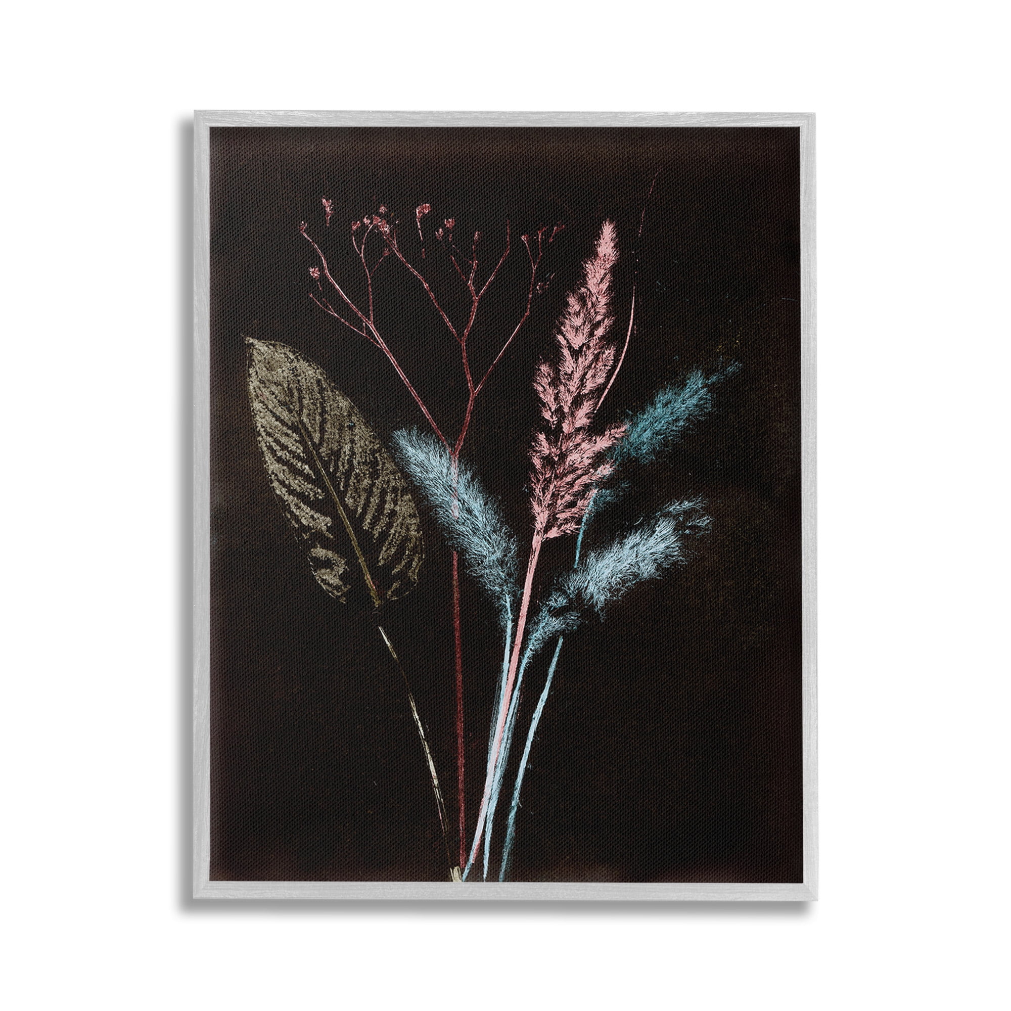 Stupell Industries Country Reeds Impressions Botanical & Floral Painting Gray Framed Art Print Wall Art, 24 x 30
