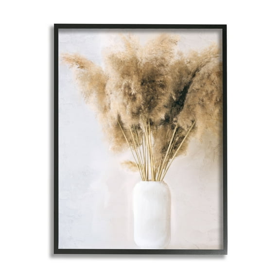 Stupell Industries Country Reeds in Vase Botanical & Floral Painting Black Framed Art Print Wall Art, 11 x 14