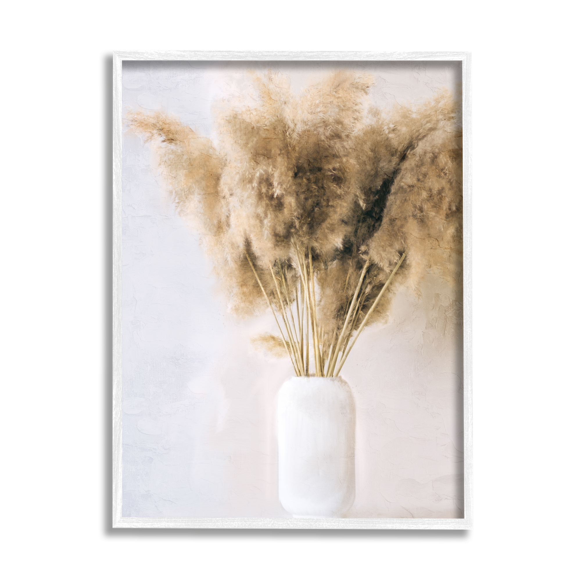 Stupell Industries Country Reeds in Vase Botanical & Floral Painting White Framed Art Print Wall Art, 16 x 20