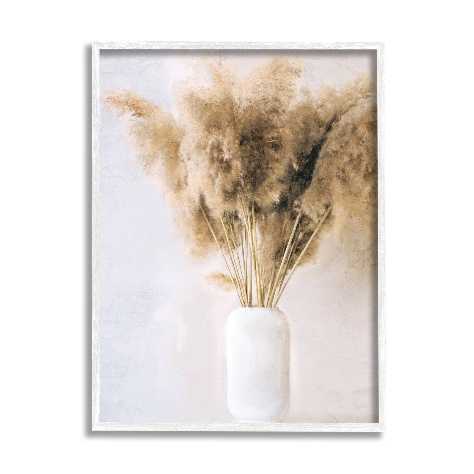 Stupell Industries Country Reeds in Vase Botanical & Floral Painting White Framed Art Print Wall Art, 24 x 30