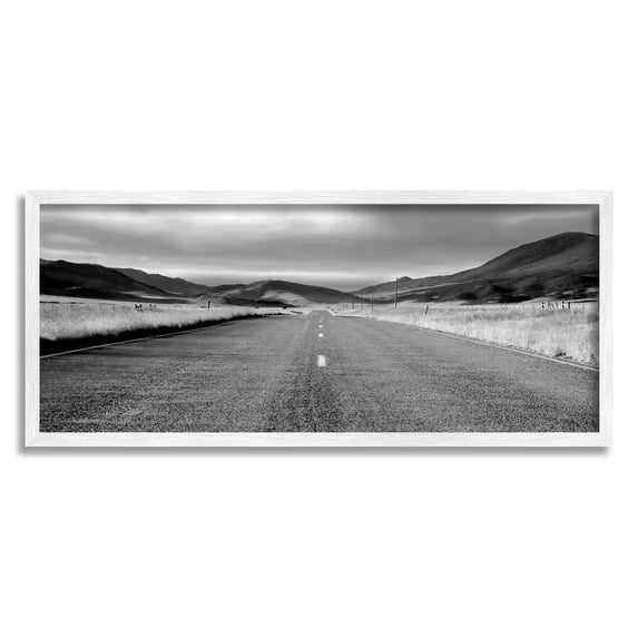 Stupell Industries Country Road Landscape Landscape Photography White Framed Art Print Wall Art, 24 x 10