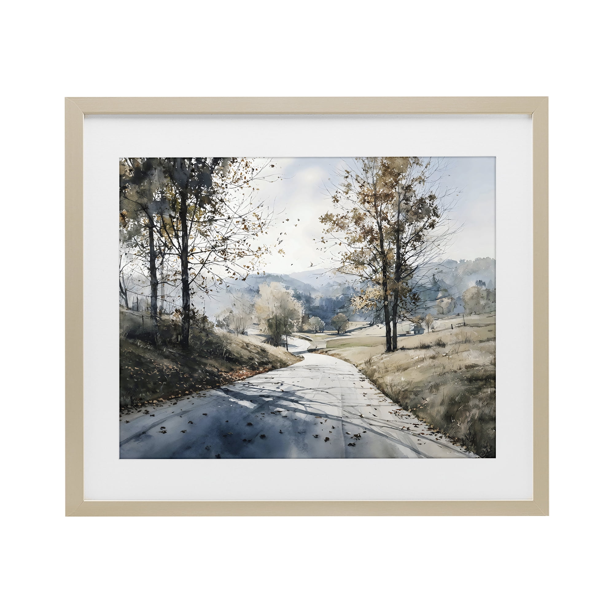 Stupell Industries Country Road in Autumn Birch Framed Print Under Glass, design by Franklyn Gregory