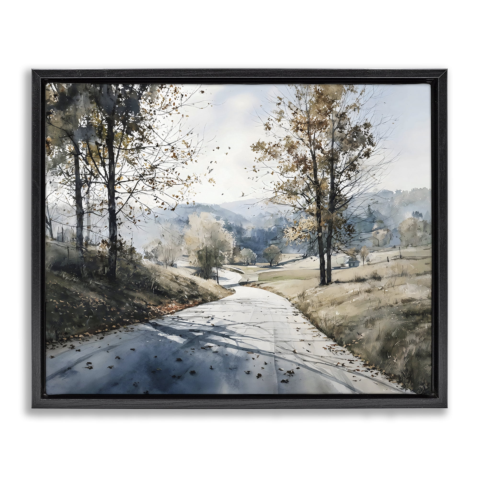 Stupell Industries Country Road in Autumn Black Framed Floater Canvas Wall Art, design by Franklyn Gregory
