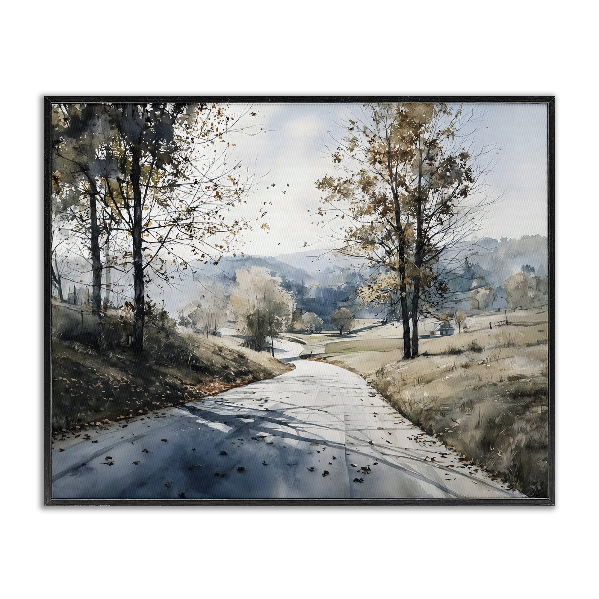 Stupell Industries Country Road in Autumn Black Framed Giclee Art, design by Franklyn Gregory