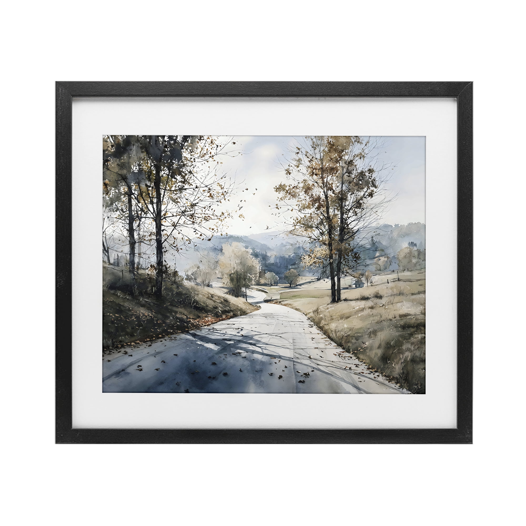 Stupell Industries Country Road in Autumn Black Framed Print Under Glass, design by Franklyn Gregory