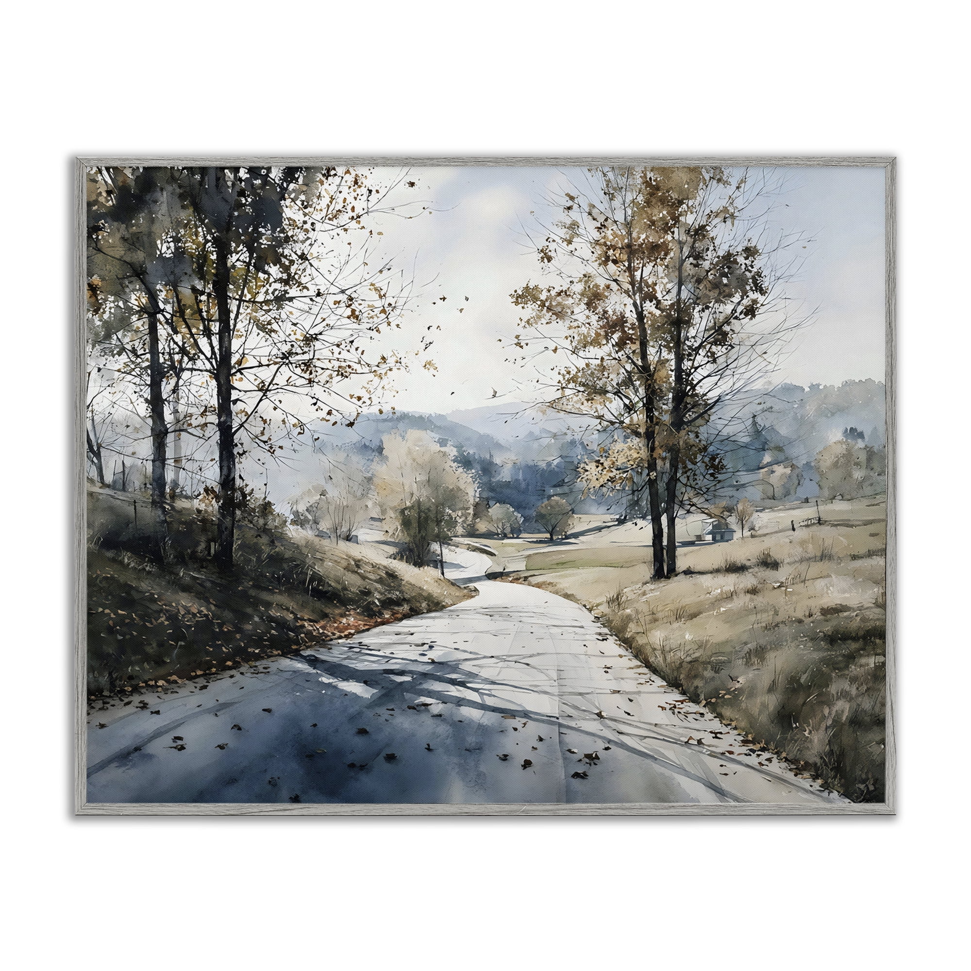 Stupell Industries Country Road in Autumn Gray Framed Giclee Art, design by Franklyn Gregory